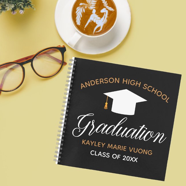 Chic Graduation Autograph Keepsake Black Guest Notebook (Creator Uploaded)