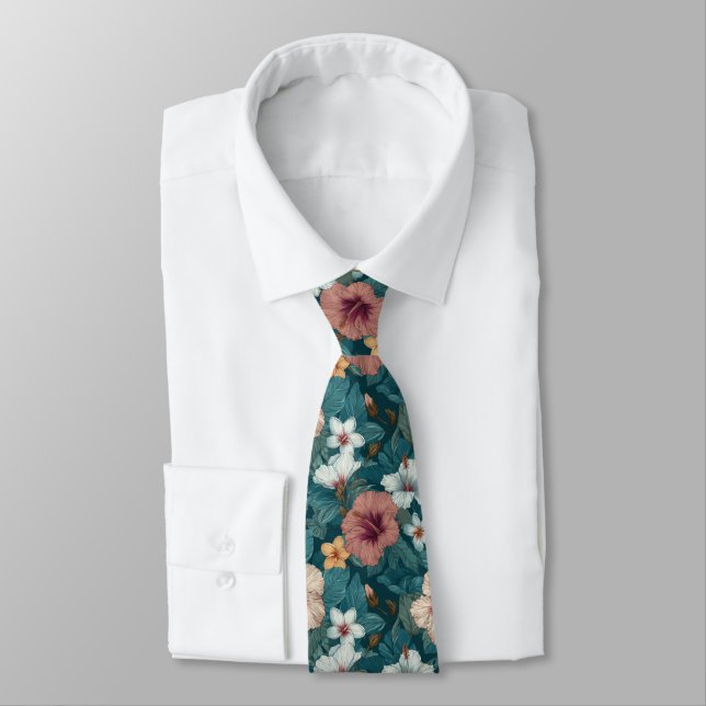 Chic Graduation Gifts For Him Tropical Flower Tie (Tied)
