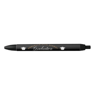 Chic Graduation Keepsake Black Gold Custom School Black Ink Pen