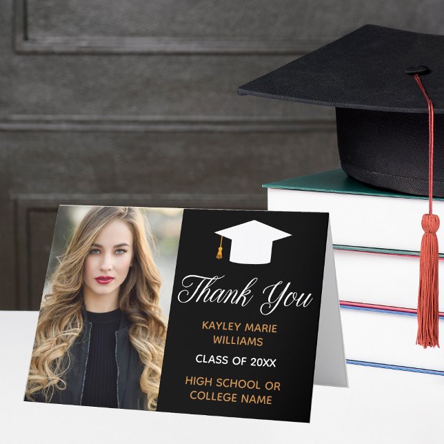 Chic Graduation Photo 2025 Elegant Graduate Thank You Card (Creator Uploaded)
