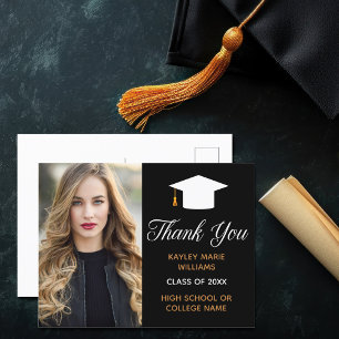 Chic Graduation Photo 2025 Graduate Thank You Postcard