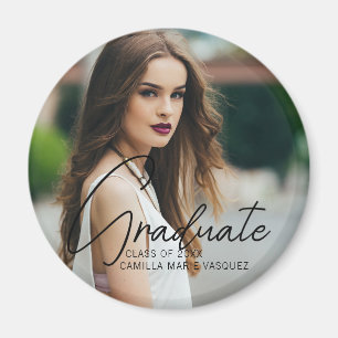 Chic Graduation Photo Handwritten Script Overlay Magnet