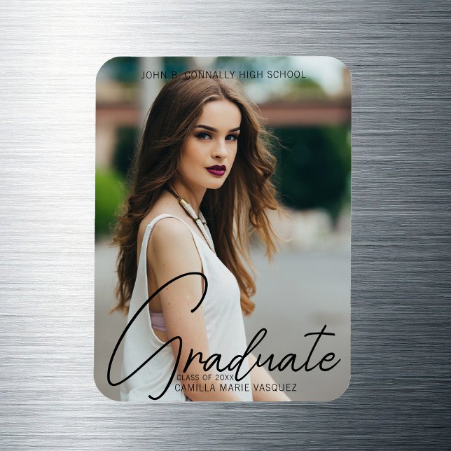Chic Graduation Photo Handwritten Script Overlay Magnet (Creator Uploaded)