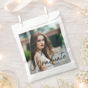 Chic Graduation Photo Handwritten Script Party Favour Bag