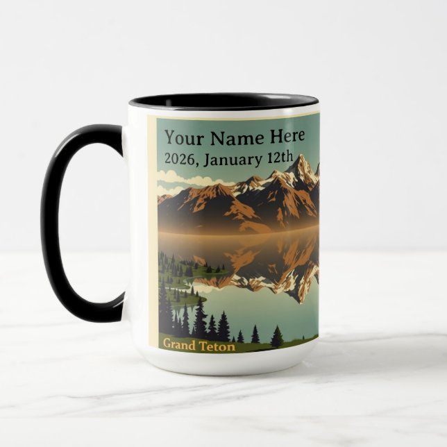 Chic Grand Teton Wildlife & Peak Custom Mug (Left)