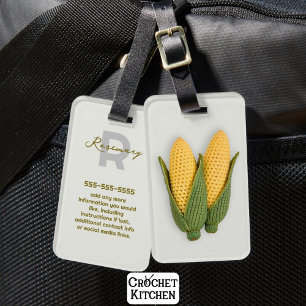 Chic Grandma's Garden Modern Crochet Corn Name  Luggage Tag