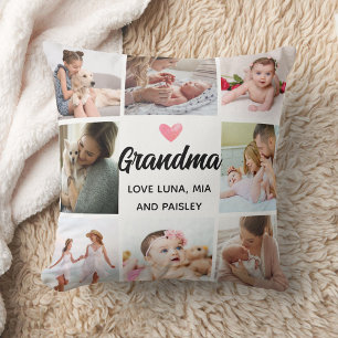Chic Grandmother's Love: Personalised Heart Photo Cushion