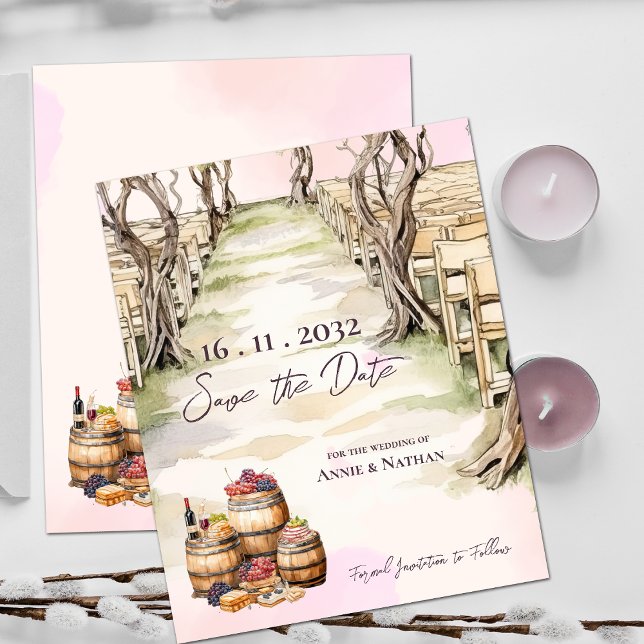 Chic Grapevine Wine Vineyard Wedding Save the Date (Chic Grapevine Wine Vineyard Wedding Save the Date)
