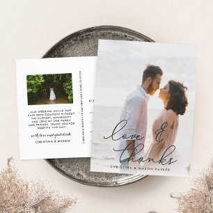 Chic Gratitude Wedding Photo Thank You Postcard