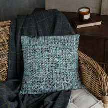 Chic Gray Seafoam Blue Green Boucle Woven Pattern