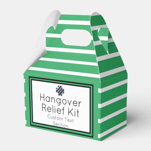 Chic Green and Navy  Hangover Relief Kit Favour Bo Favour Box (Front Side)