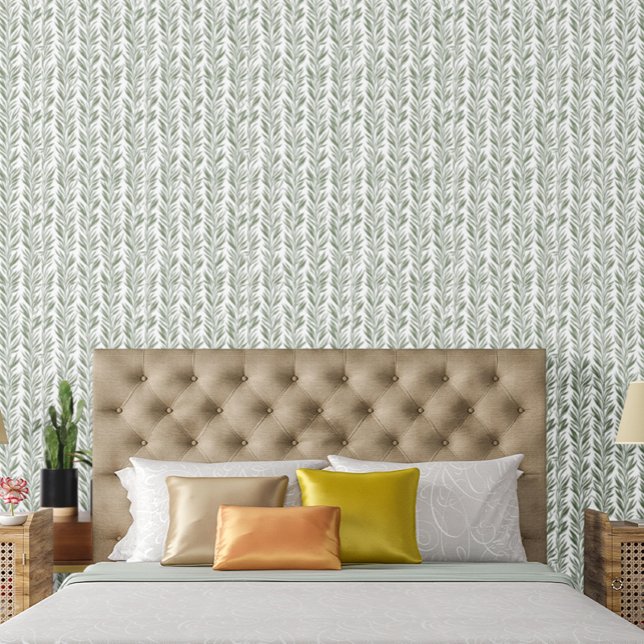 Chic Green and White Large Pattern Accent  Wallpaper (Creator Uploaded)