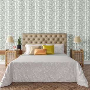 Chic Green and White Small Pattern Accent  Wallpaper