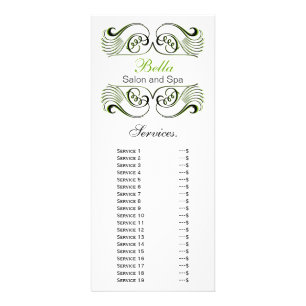 chic green , black and white Services rack card