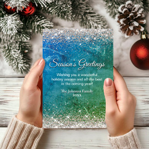 Chic green blue gold glitter Christmas new year