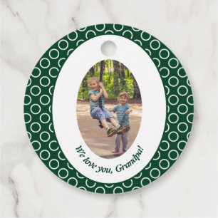 Chic Green Custom Photo Polka Dot Favour Tags