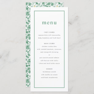 Chic Green Ditzy Floral Wedding Menu
