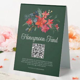 Chic Green Floral Christmas Wedding Honeymoon Fund