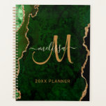 Chic Green Gold Glitter Agate Custom Monogram 2024 Planner<br><div class="desc">This chic personalised planner will keep your schedule organised and features a green agate pattern with gold glitter. Customise your monogram and name in hand lettered script calligraphy. Below it reads "20XX PLANNER". Designed just for you by ExtremeTees.</div>