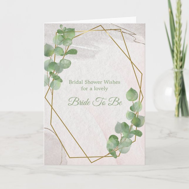 Chic Green Gold Greenery  Bridal Shower Card (Front)