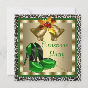 Chic Green High Heel Shoes Christmas Party Invitation