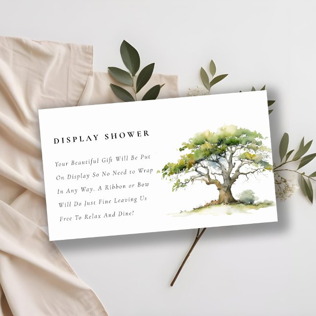Chic Green Oak Tree Display Shower Baby Shower Enclosure Card (Creator Uploaded)
