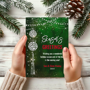 Chic green ornaments Christmas new year greeting  Card