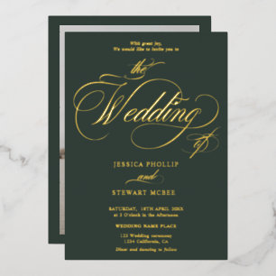 Chic green photo calligraphy wedding