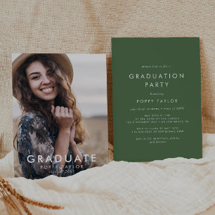 Chic Green Photo Graduation Party Invitation