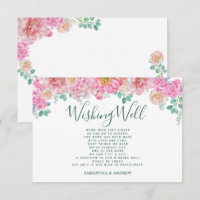 Chic Green & Pink Floral Watercolor wishing well