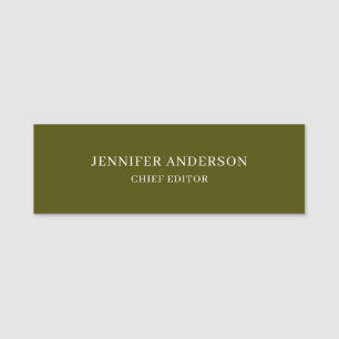 Chic Green Professional Modern Plain Minimalist Name Tag