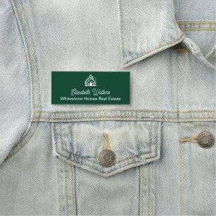 Chic Green Real Estate Company Custom Realtor Name Tag