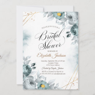 Chic Green Roses Bridal Shower Invitation