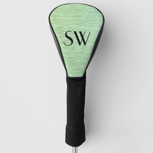 Chic Green Static Texture Initial Golf Head Cover (Front)
