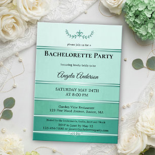 Chic Green Tone on Tone Striped Bachelorette Invitation