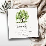 Chic Green Watercolor Willow Tree Farm Wedding Save The Date<br><div class="desc">For any further customisation or any other matching items,  please feel free to contact me at yellowfebstudio@gmail.com</div>