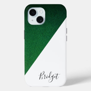 chic green & white geometric modern           iPhone 15 case