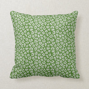 Chic Green & White Leopard Print Pattern Pillow