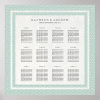 Chic Green+White Pattern Seigaiha Seating Chart