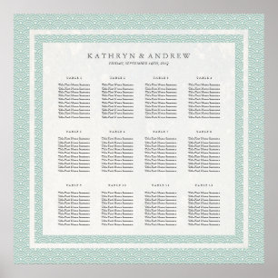 Chic Green+White Pattern Seigaiha Seating Chart