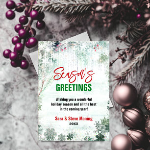 Chic green white wooldland winter Christmas party Holiday Card