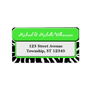 Chic Green Zebra Print Address Labels
