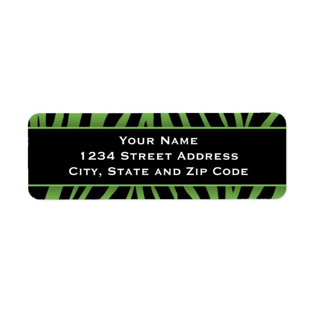 Chic Green Zebra Stripes Return Address Labels (Front)
