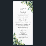 Chic Greenery Botanical Garden Wedding Menu<br><div class="desc">Designed to co-ordinate with our Lush wedding collection, this elegant wedding menu features beautiful watercolor greenery arrangement and script brush hand lettering. Personalize it with your list of menu easily and quickly, simply press the customise it button to further re-arrange and format the style and placement of the text. Double...</div>
