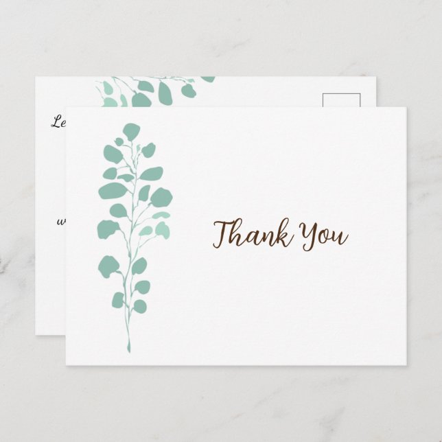 Chic Greenery Botanical Thank You Postcard (Front/Back)