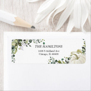 Chic Greenery Eucalyptus Pumpkin Thanksgiving Return Address Label