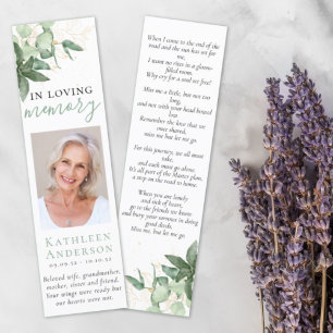 Chic Greenery Funeral Bookmark Template