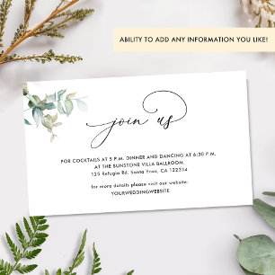 Chic Greenery Join Us, Wedding Website / Details Enclosure Card