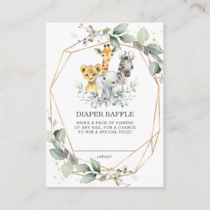 Chic Greenery Jungle Animals Baby Diaper Raffle Enclosure Card
