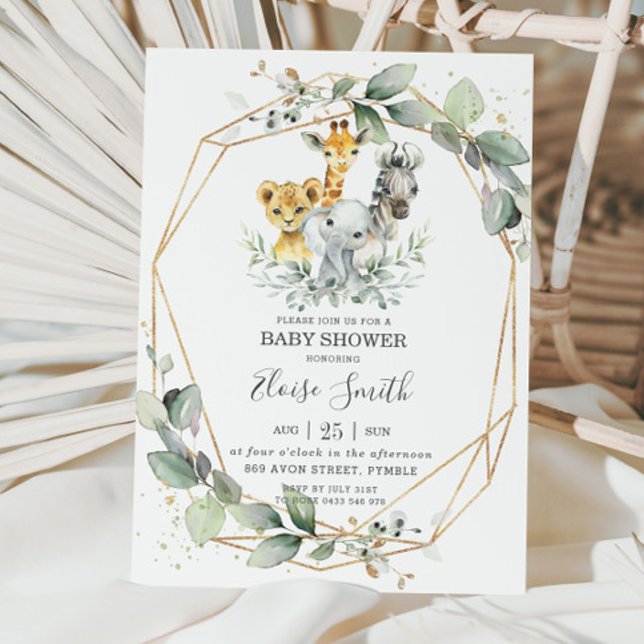 Chic Greenery Jungle Animals Baby Shower Neutral Invitation (Creator Uploaded)